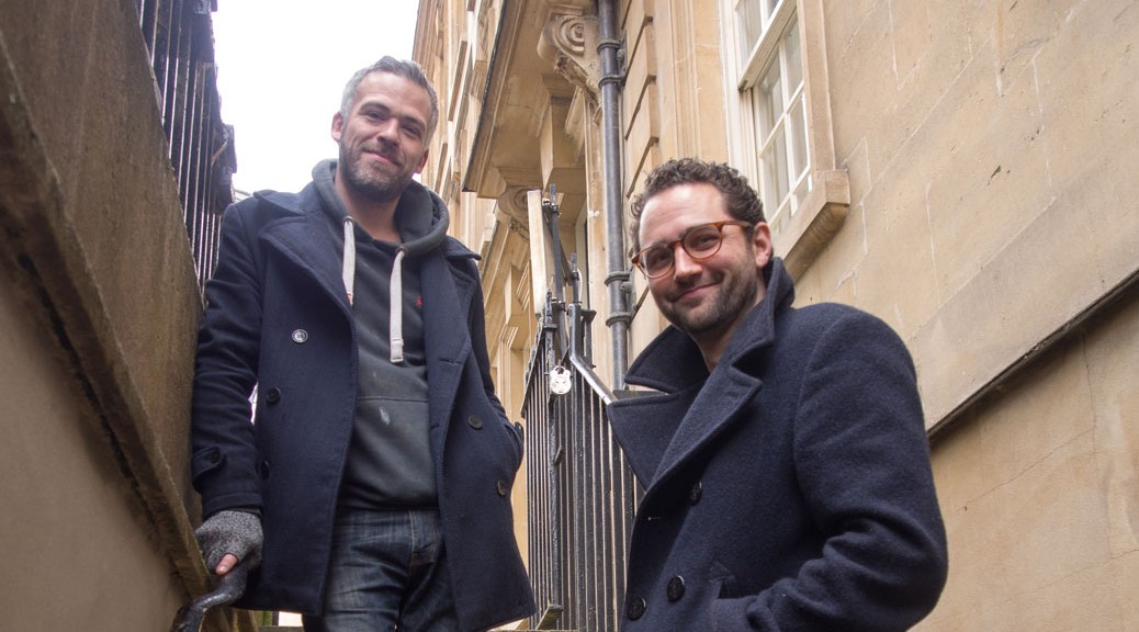 Louis Lewis-Smith (right) and bar manager Sam Kershaw outside The Dark Horse in Kingsmead Square